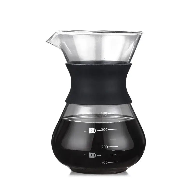 Clear glass pour over coffee maker with stainless steel filter kitchen