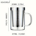 Clear glass tea infuser mug – kitchen borosilicate cup with lid