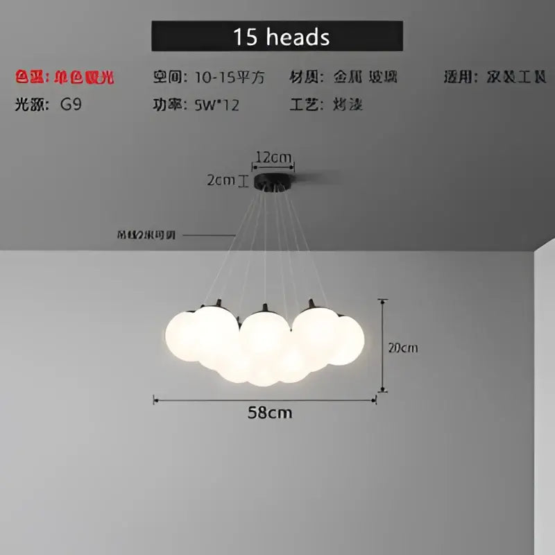 Cloud glass ball led pendant lights for bedroom decor