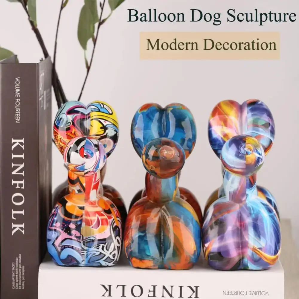Colorful balloon dog statue – living room glossy art decor