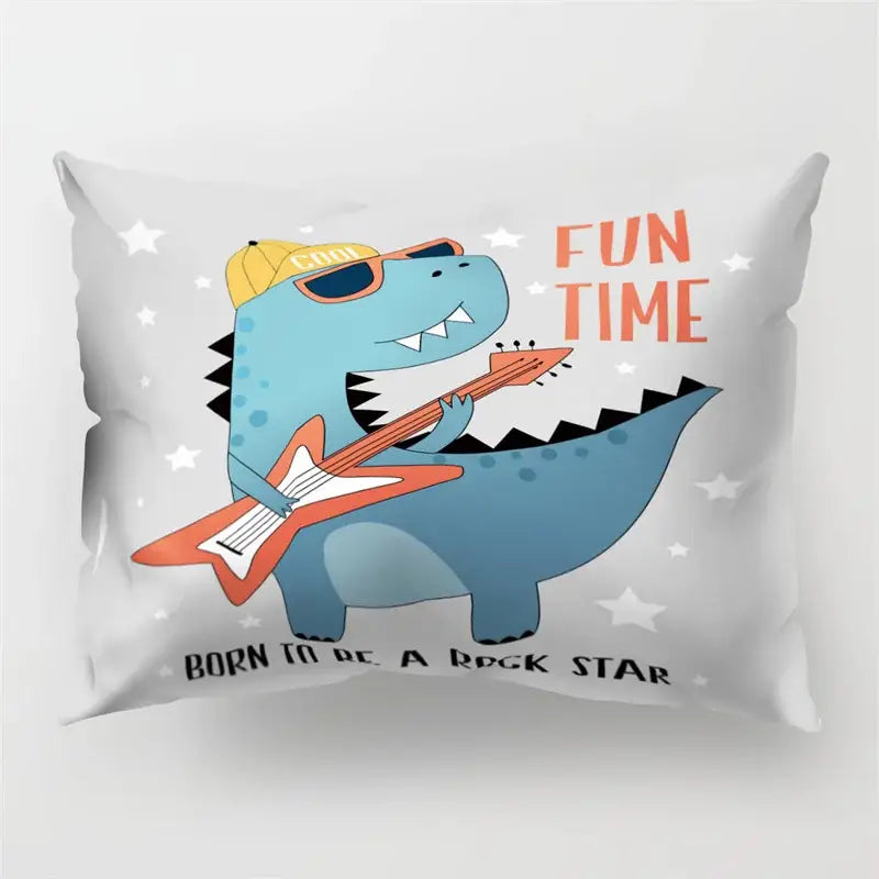 Colorful cartoon dinosaur pillowcase kids bedroom decor