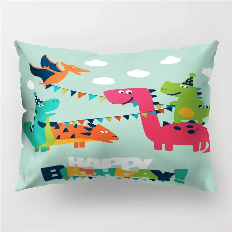 Colorful cartoon dinosaur pillowcase kids bedroom decor