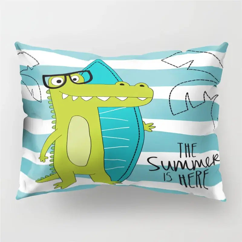 Colorful cartoon dinosaur pillowcase kids bedroom decor