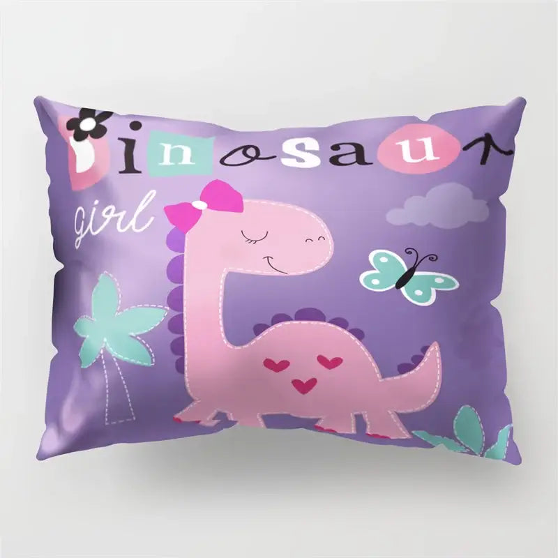 Colorful cartoon dinosaur pillowcase kids bedroom decor