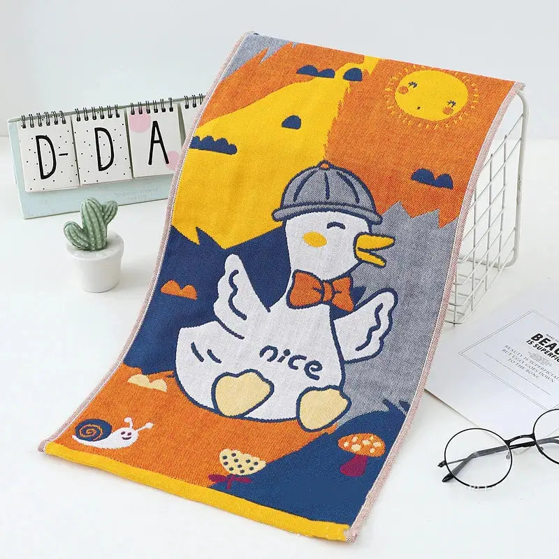 Colorful dinosaur cat gauze hand towels set of 4 kitchen decor