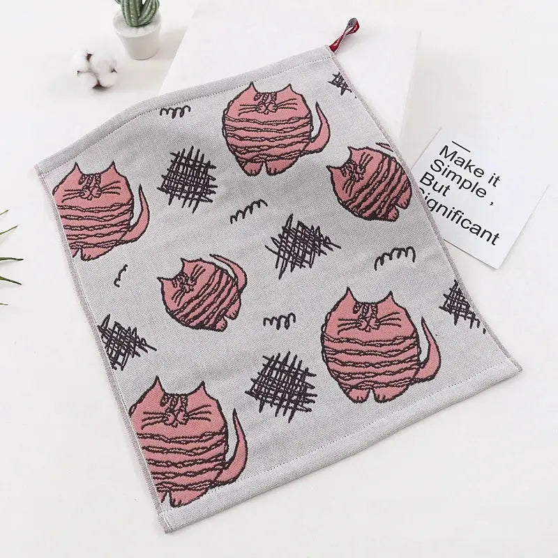 Colorful dinosaur cat gauze hand towels set of 4 kitchen decor