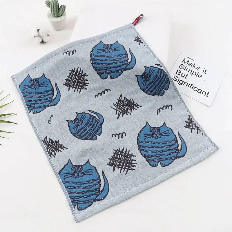 Colorful dinosaur cat gauze hand towels set of 4 kitchen decor