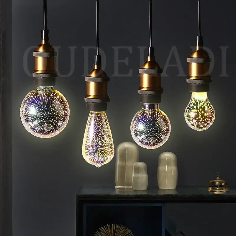 Colorful fireworks 3d glass sphere table lamp bedroom night light