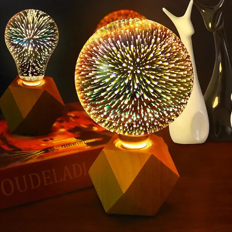 Colorful fireworks 3d glass sphere table lamp bedroom night light