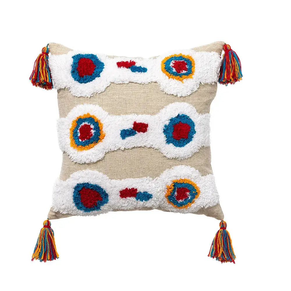 Colorful geometric boho tassel macrame pillow covers living room decor