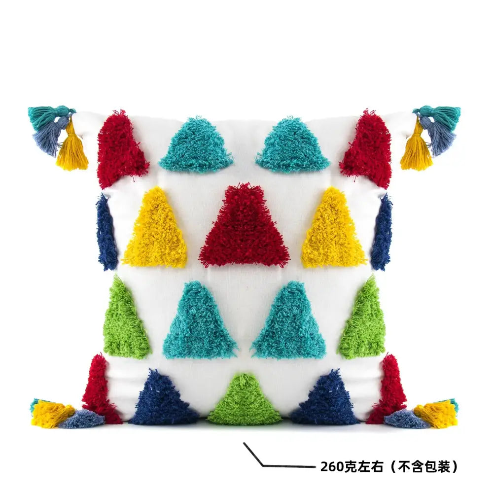 Colorful geometric tassel pillowcase bedroom hand embroidered decor