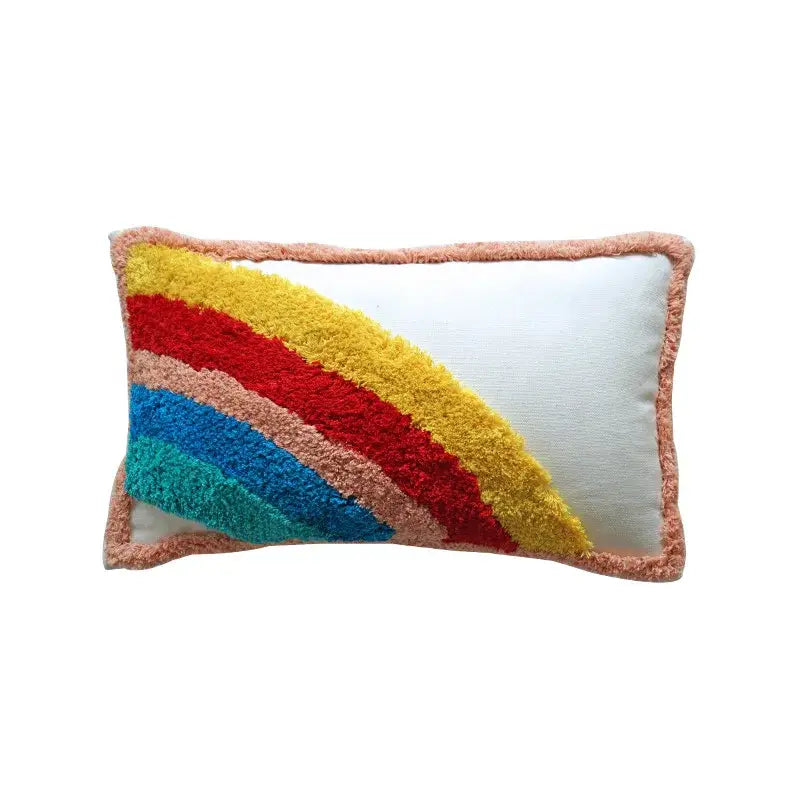 Colorful geometric tassel pillowcase bedroom hand embroidered decor