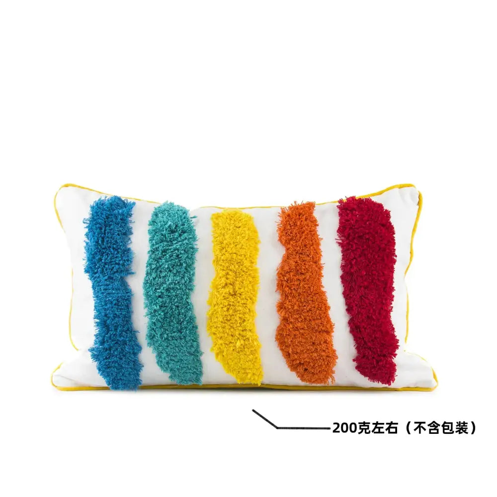 Colorful geometric tassel pillowcase bedroom hand embroidered decor