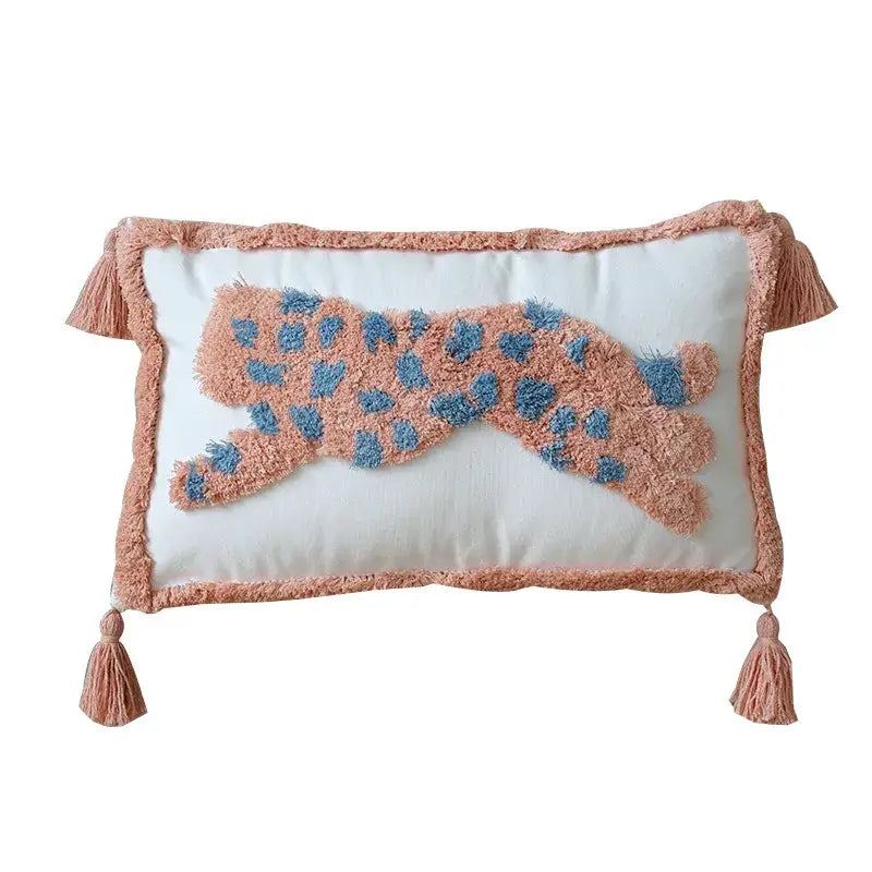 Colorful geometric tassel pillowcase bedroom hand embroidered decor