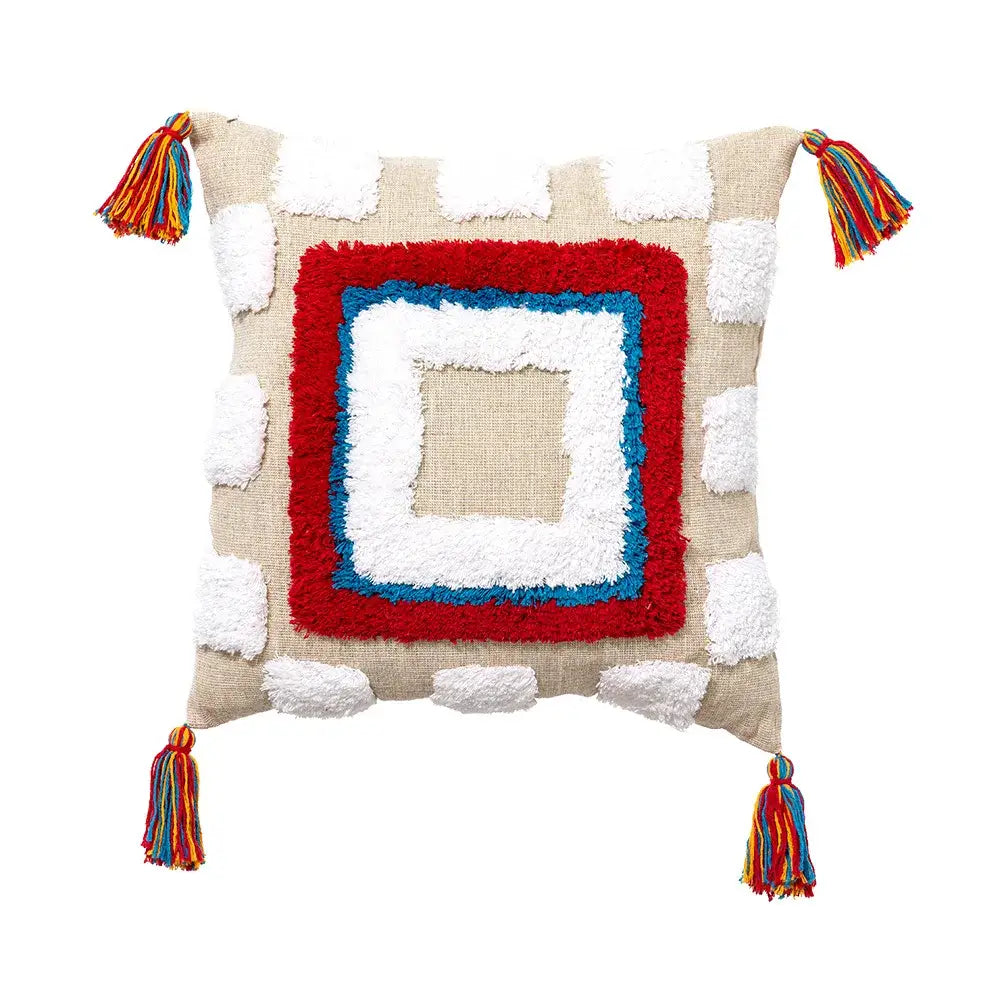 Colorful geometric tassel pillowcase bedroom hand embroidered decor