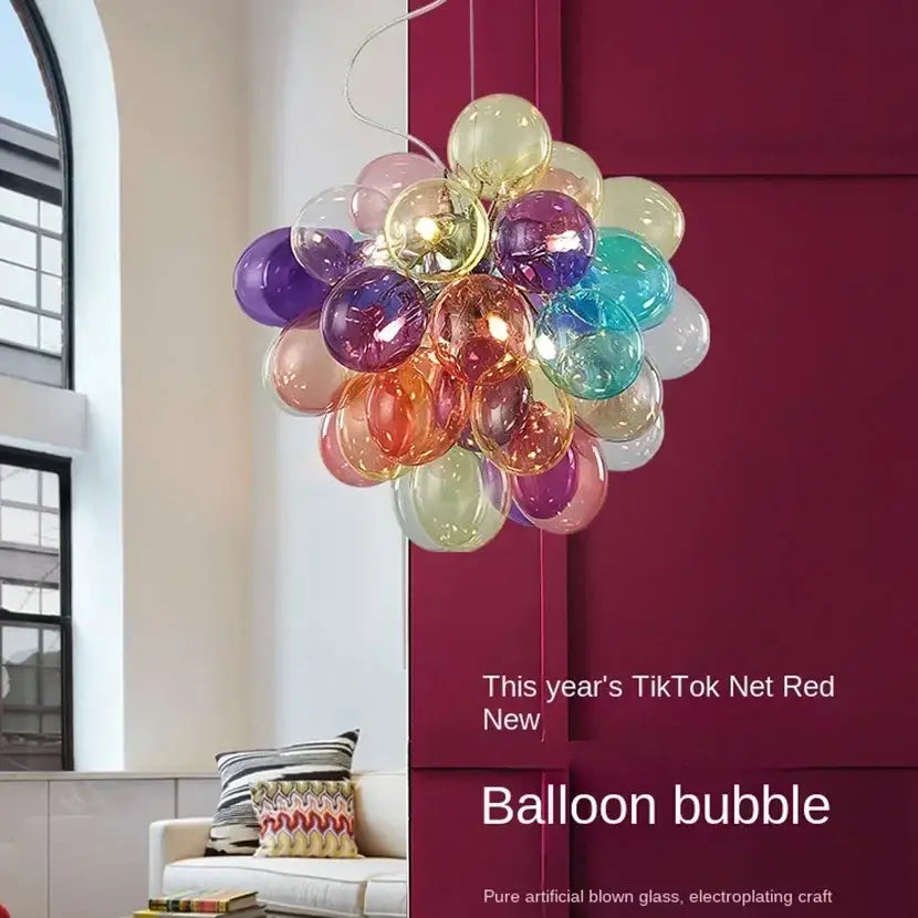 Colorful glass bubble chandelier pendant light for living room