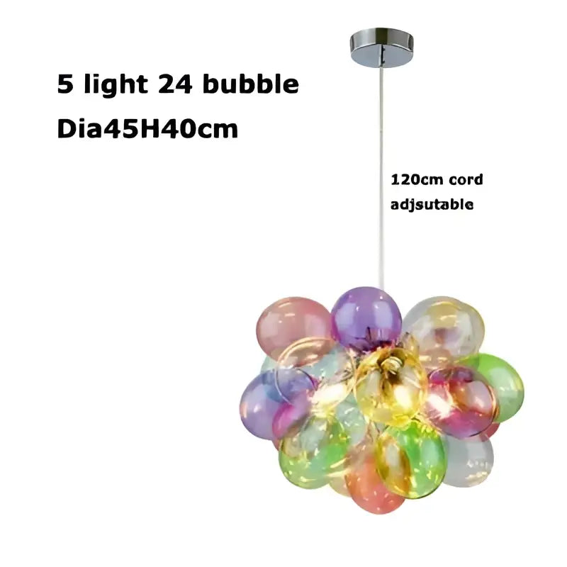 Colorful glass bubble chandelier pendant light for living room