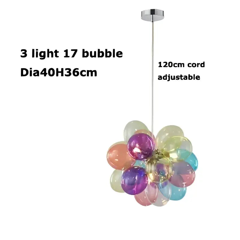 Colorful glass bubble chandelier pendant light for living room