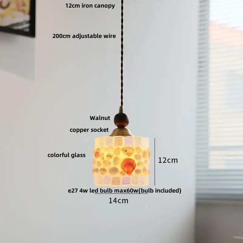 Colorful glass shell led pendant lamp dining room mosaic lighting
