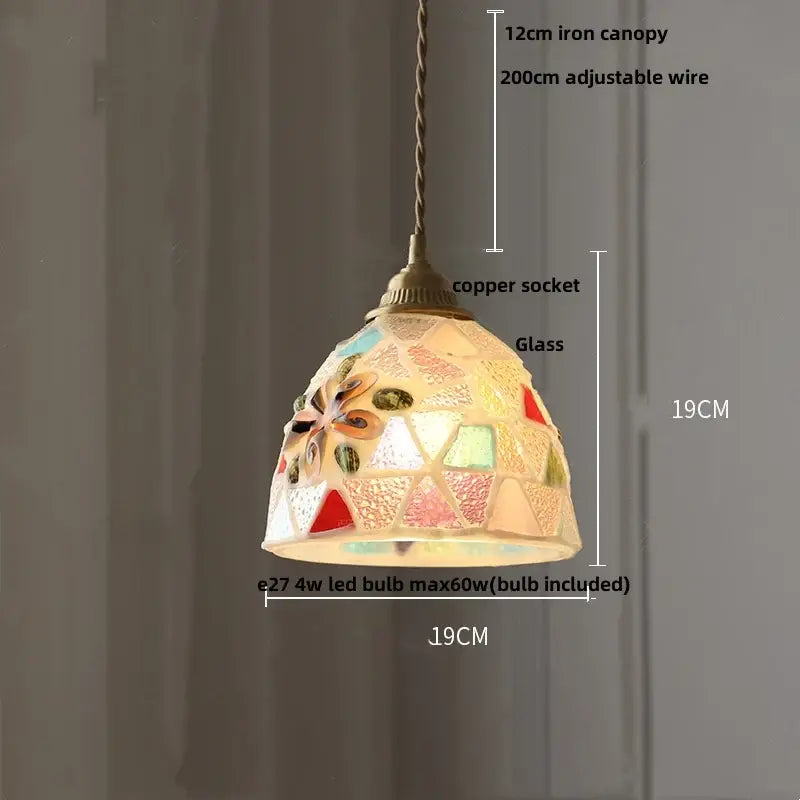 Colorful glass shell led pendant lamp dining room mosaic lighting