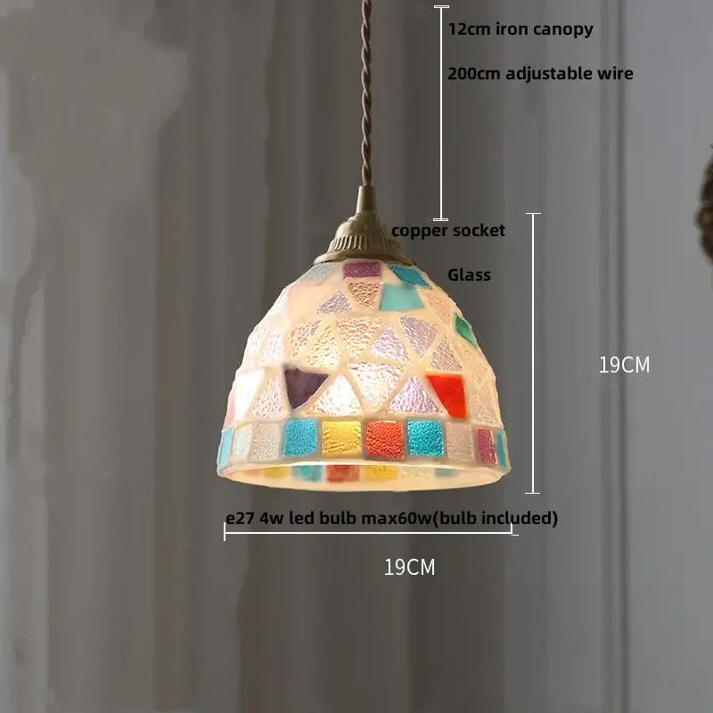 Colorful glass shell led pendant lamp dining room mosaic lighting