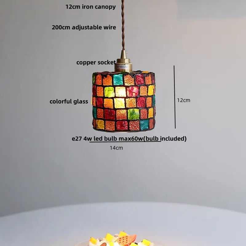 Colorful glass shell led pendant lamp dining room mosaic lighting