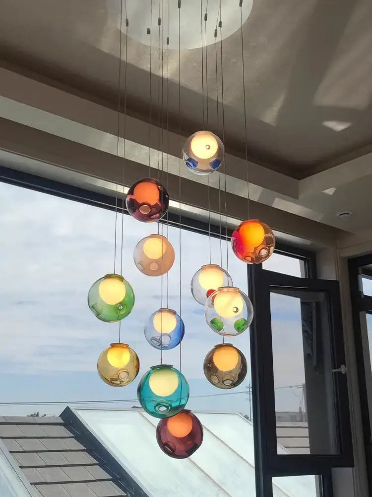 Colorful glaze glass pendant lights nursery bubble glass decor