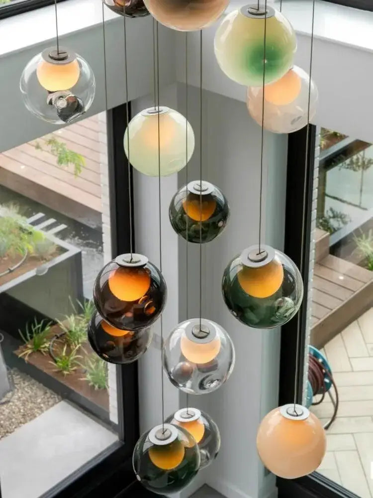 Colorful glaze glass pendant lights nursery bubble glass decor