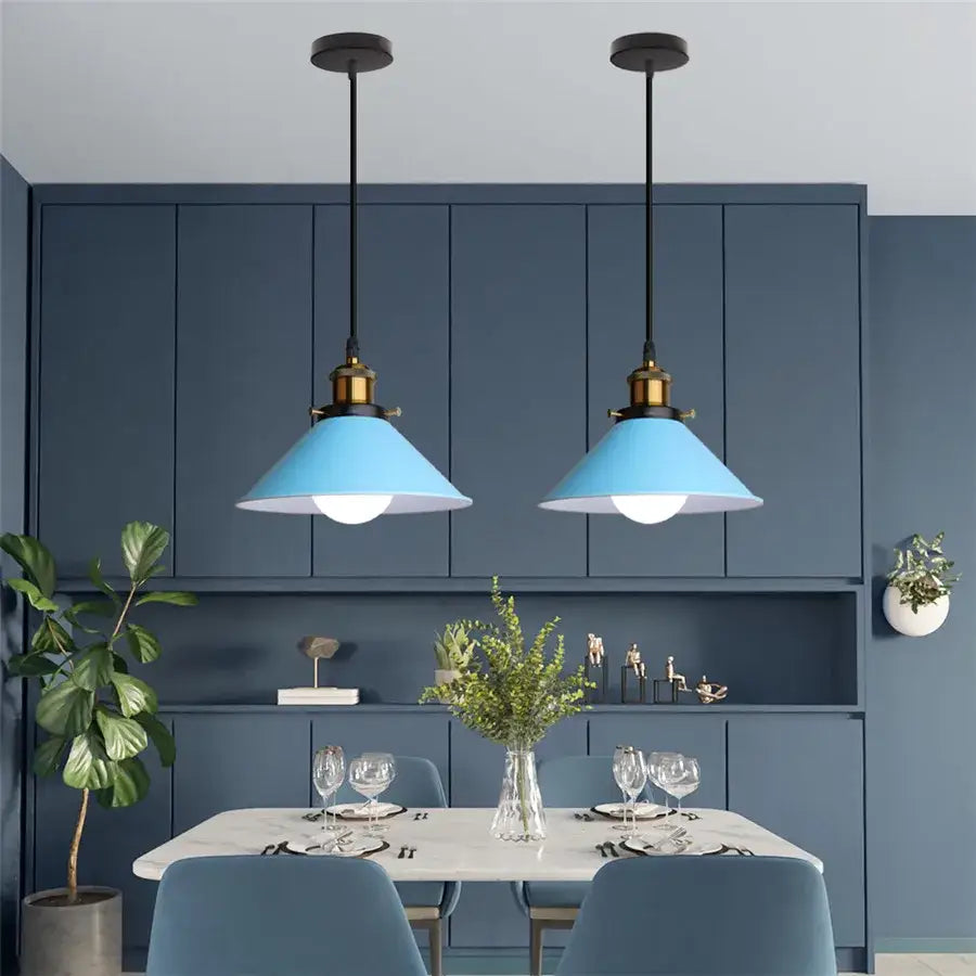 Colorful industrial loft pendant light kitchen cone lamp brass finish