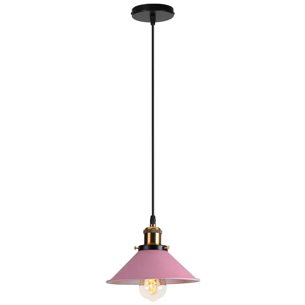Colorful industrial loft pendant light kitchen cone lamp brass finish