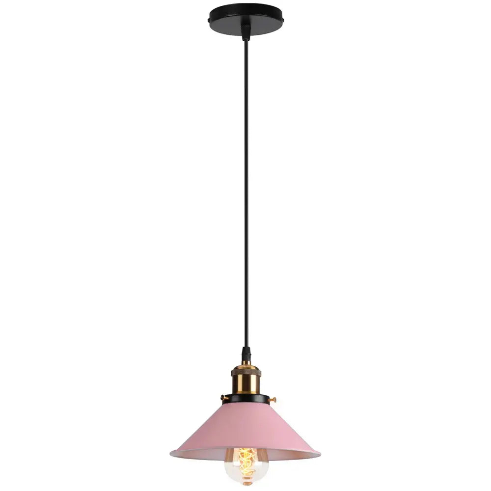 Colorful industrial loft pendant light kitchen cone lamp brass finish