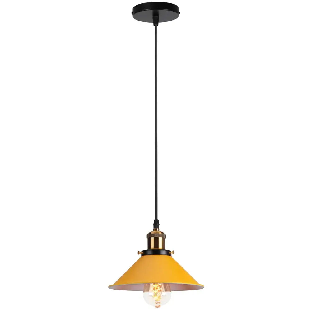 Colorful industrial loft pendant light kitchen cone lamp brass finish