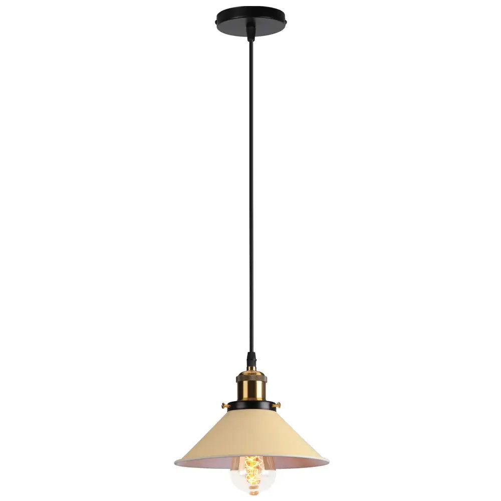 Colorful industrial loft pendant light kitchen cone lamp brass finish