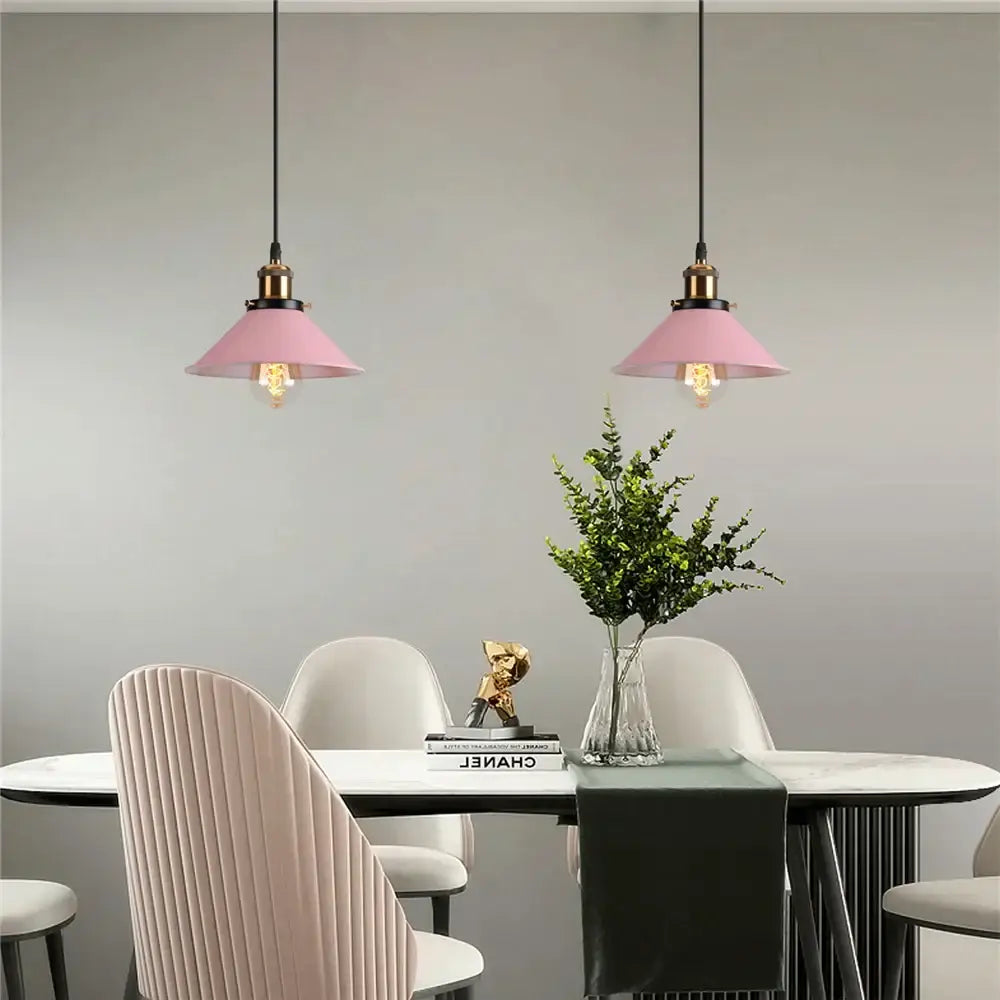 Colorful industrial loft pendant light kitchen cone lamp brass finish