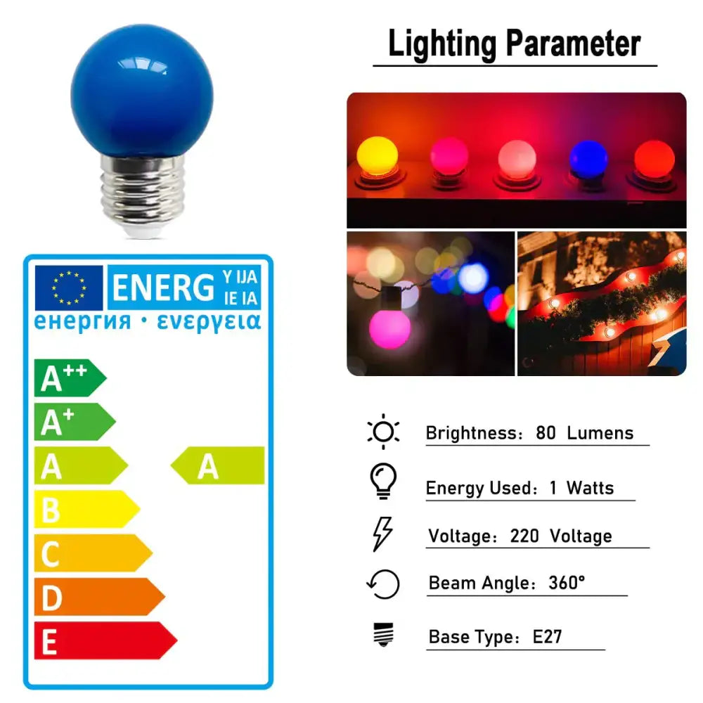 Colorful led string light shatterproof globe bulbs bedroom 10 pack