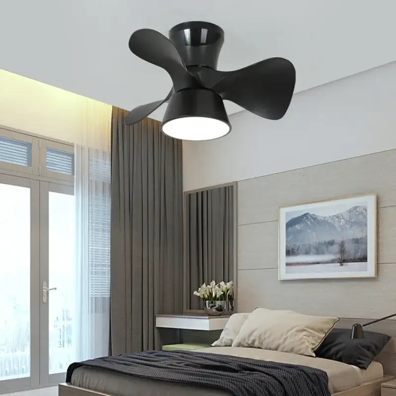 Colorful white ceiling fan light – bedroom smart dimming fan