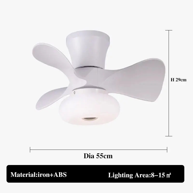 Colorful white ceiling fan light – bedroom smart dimming fan