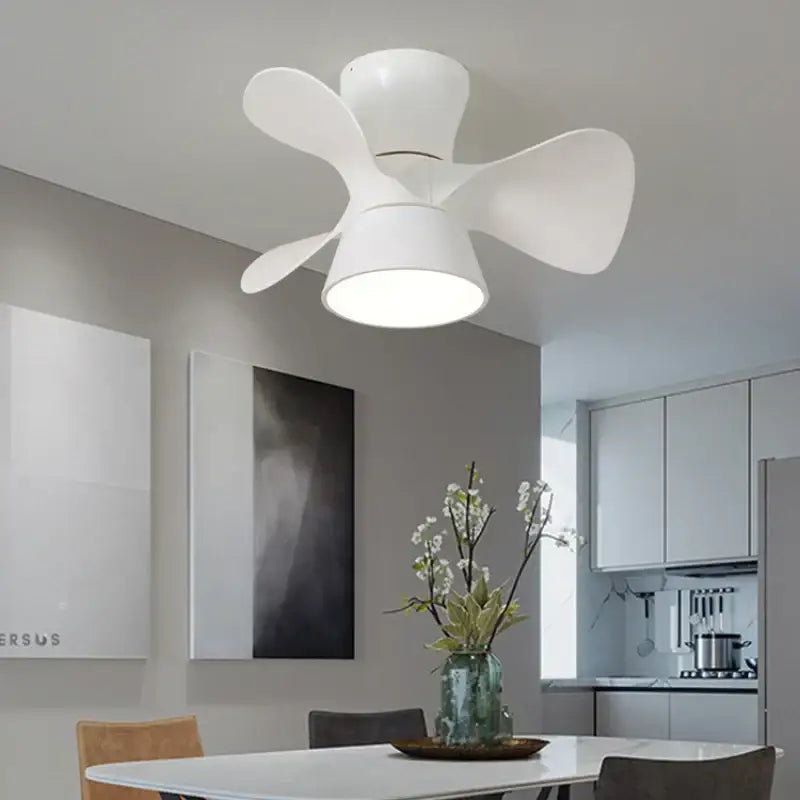 Colorful white ceiling fan light – bedroom smart dimming fan