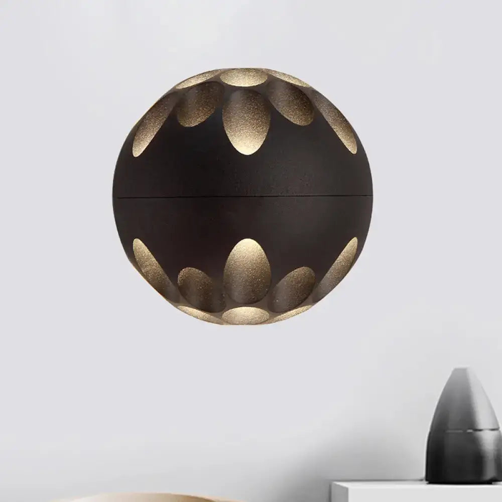 Contemporary black and gold spherical led wall lamp for bedroom