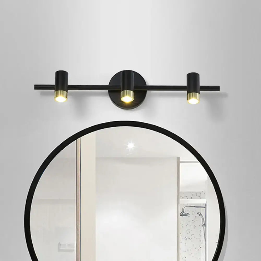 Contemporary black & brass 3-bulb vanity light wall sconce bathroom
