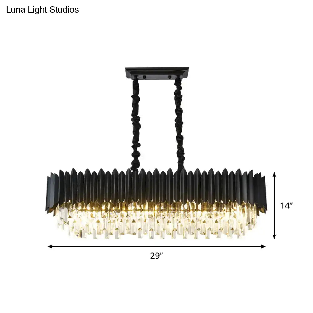 Contemporary black & gold crystal prism island lamp – dining room
