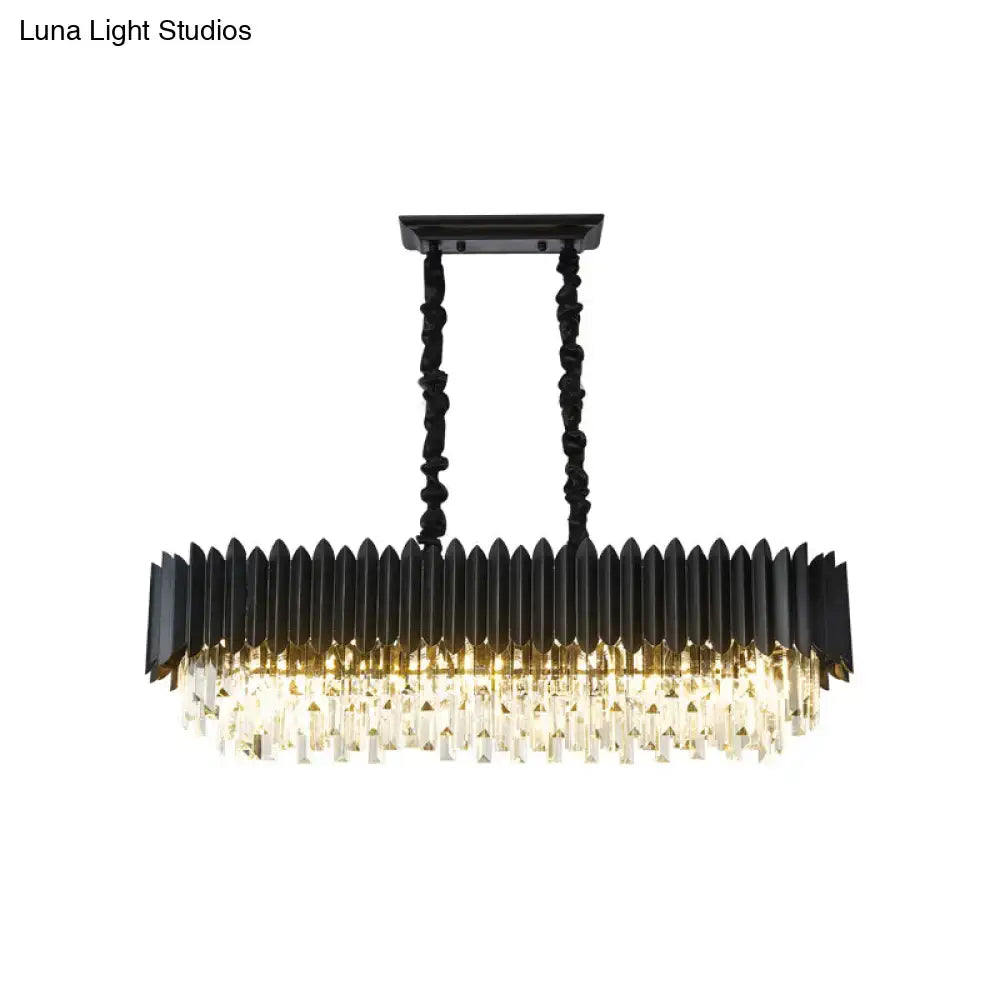 Contemporary black & gold crystal prism island lamp – dining room