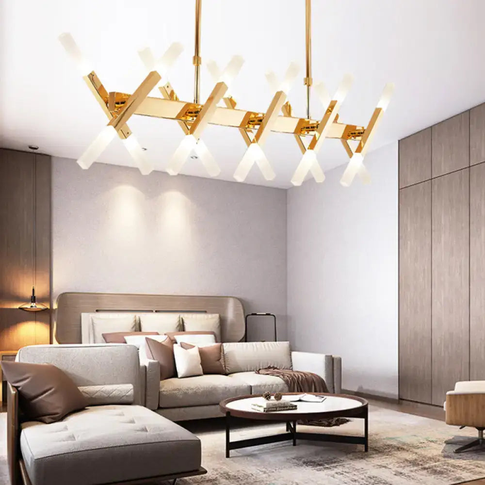 Contemporary black & gold island pendant light – living room chandelier