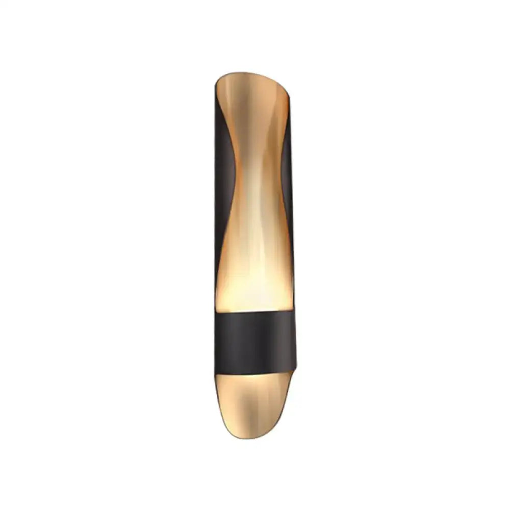 Contemporary black & gold twisted led wall sconce bedroom light