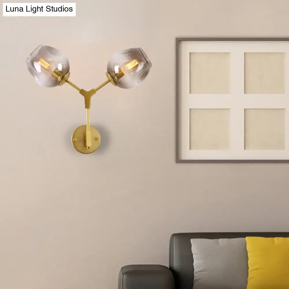 Contemporary black & gold wall sconce bedroom clear glass shade