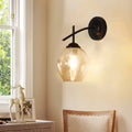 Contemporary black & gold wall sconce bedroom clear glass shade