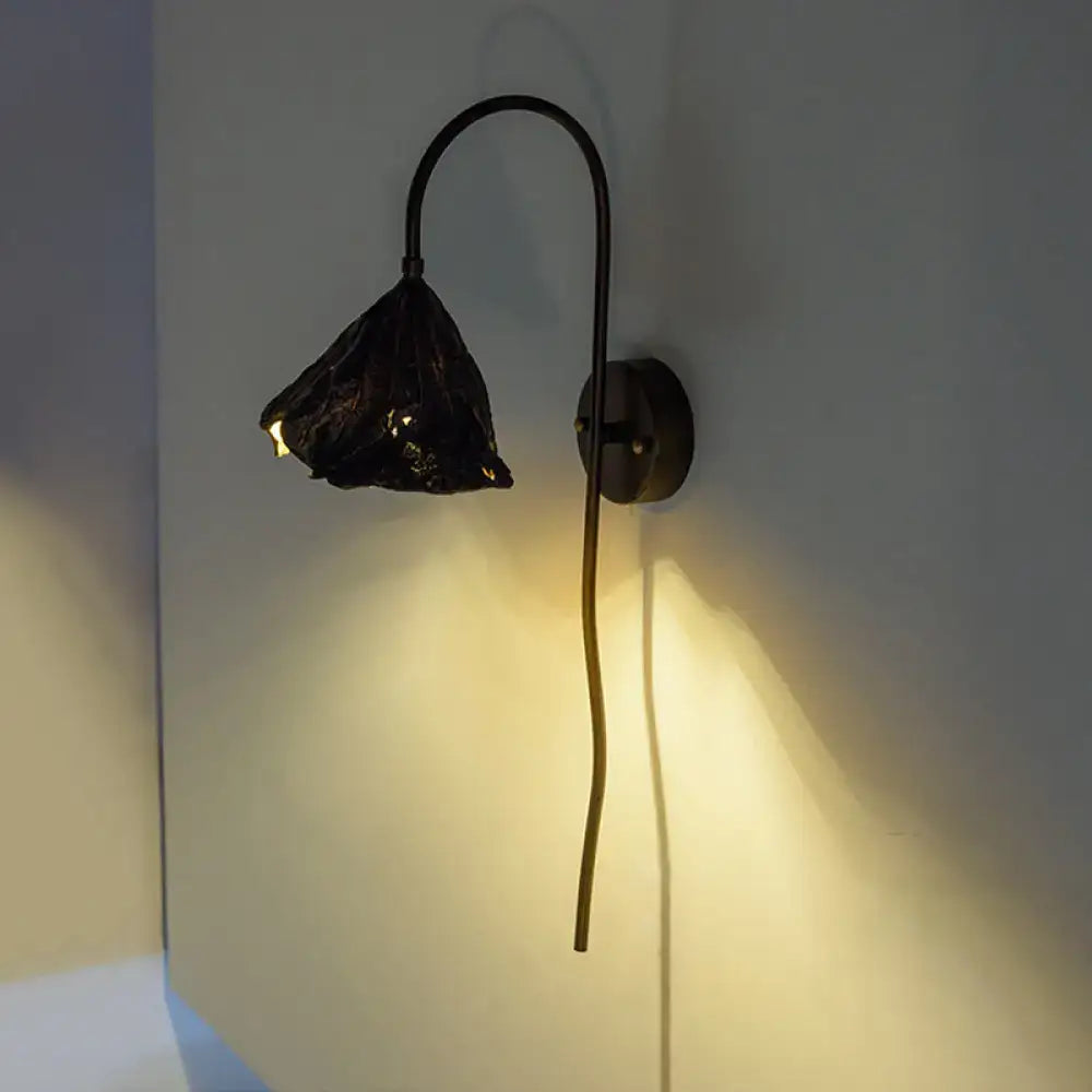 Contemporary black lotus leaf wall light – living room sconce