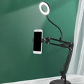 Contemporary black metal ring vanity desk lamp with adjustable arm