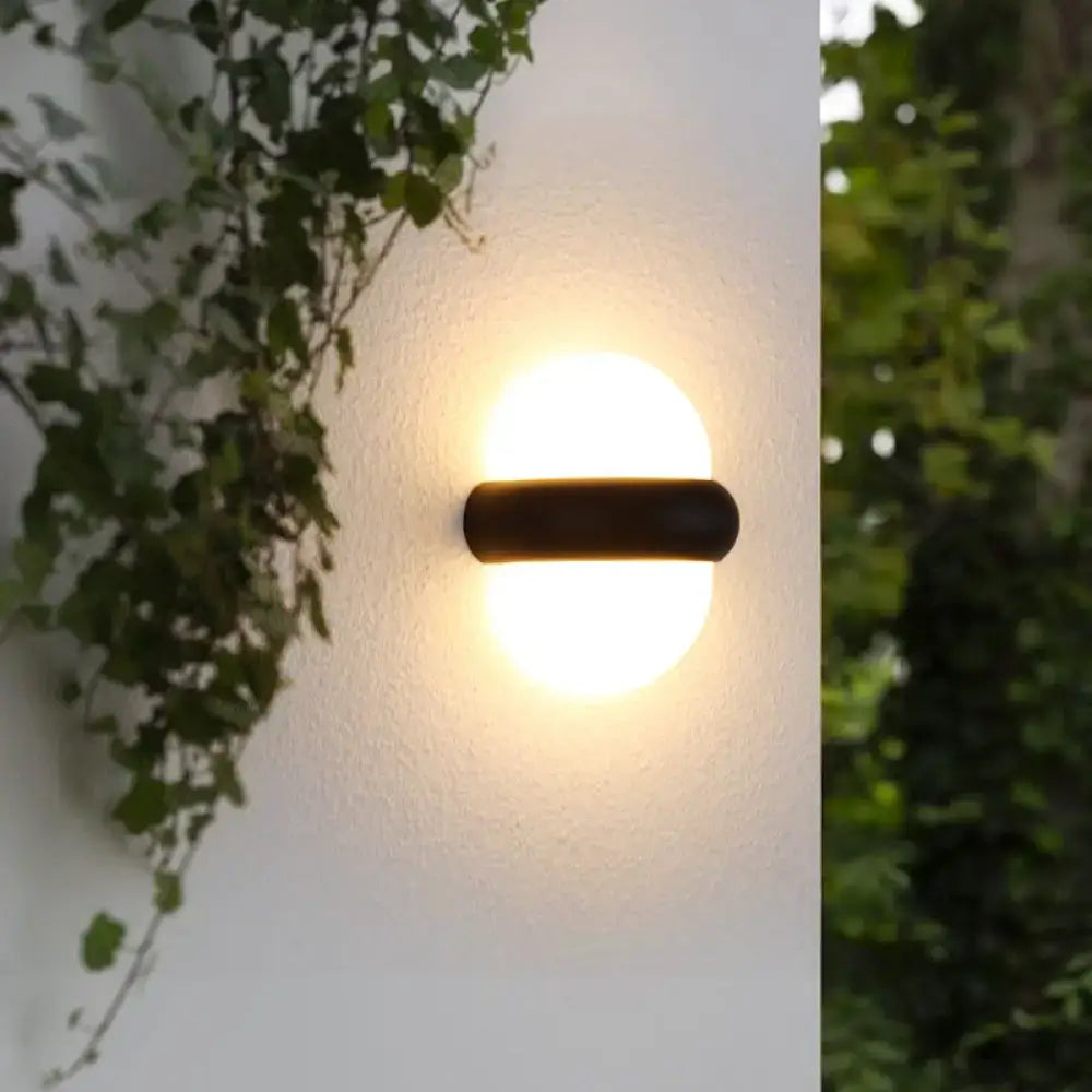 Contemporary black semi-sphere wall sconce patio outdoor area light