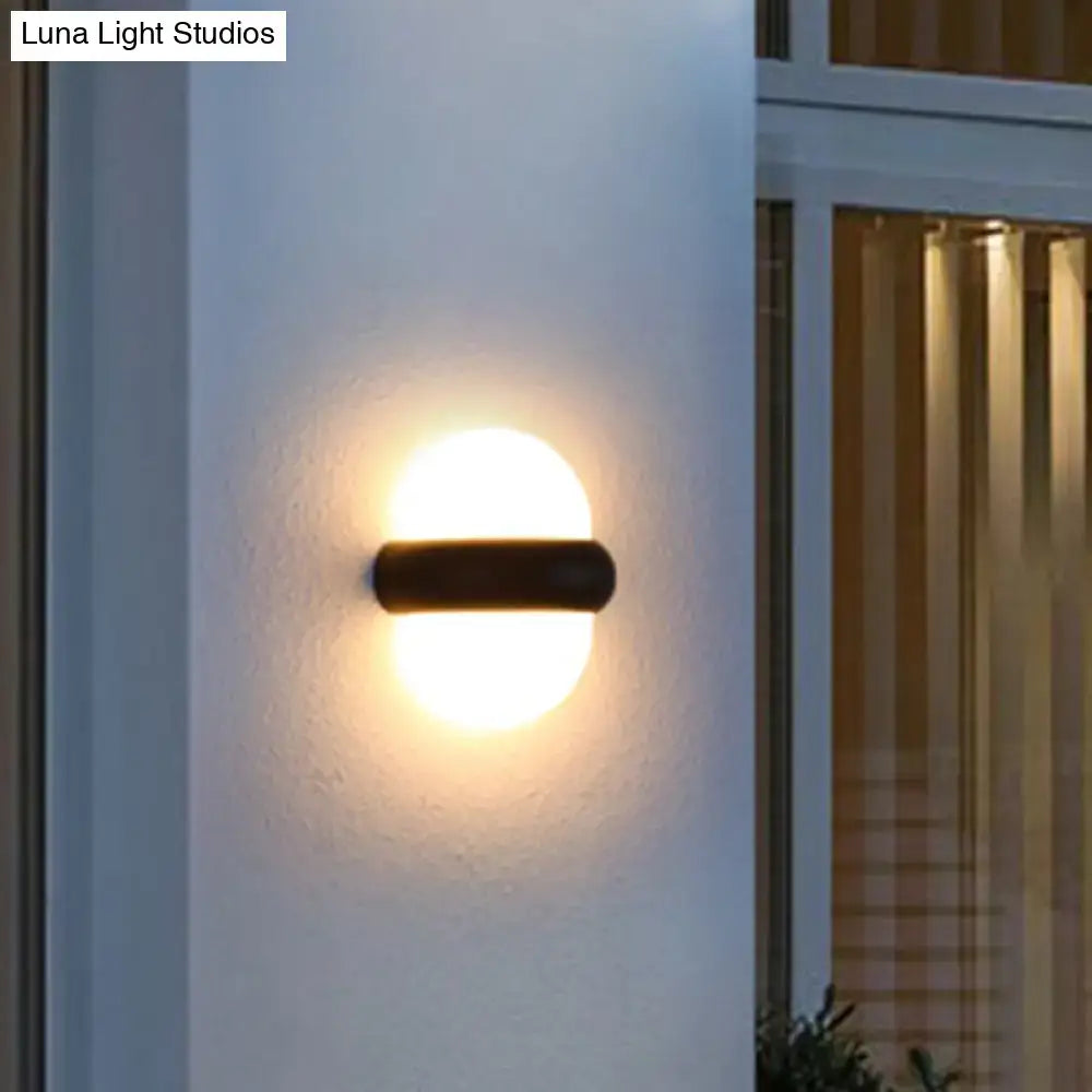 Contemporary black semi-sphere wall sconce patio outdoor area light